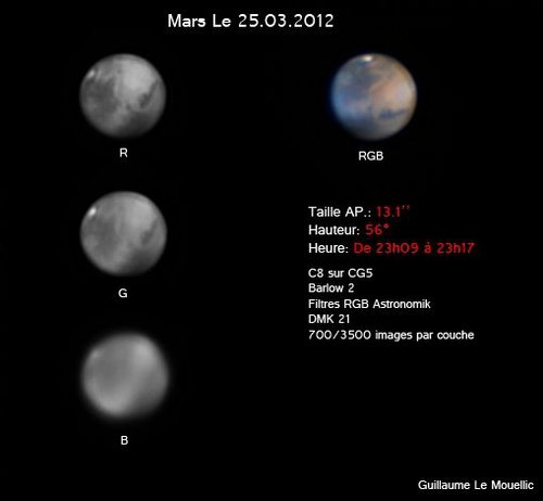 Mars - 25 Mars 2012 — Photo de Mars, astrophotographie