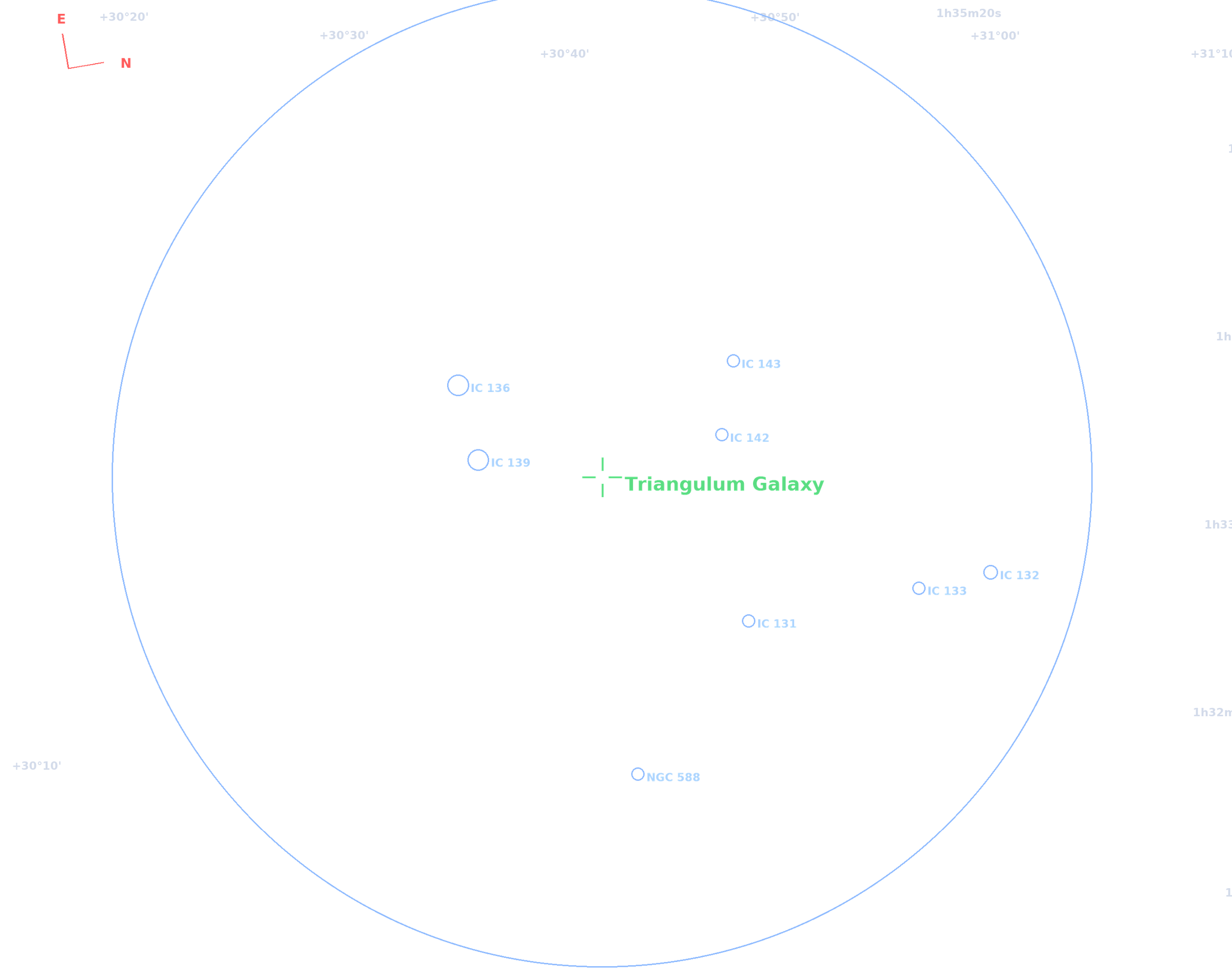Messier 33 - 25 Septembre 2014 — repérage des objets