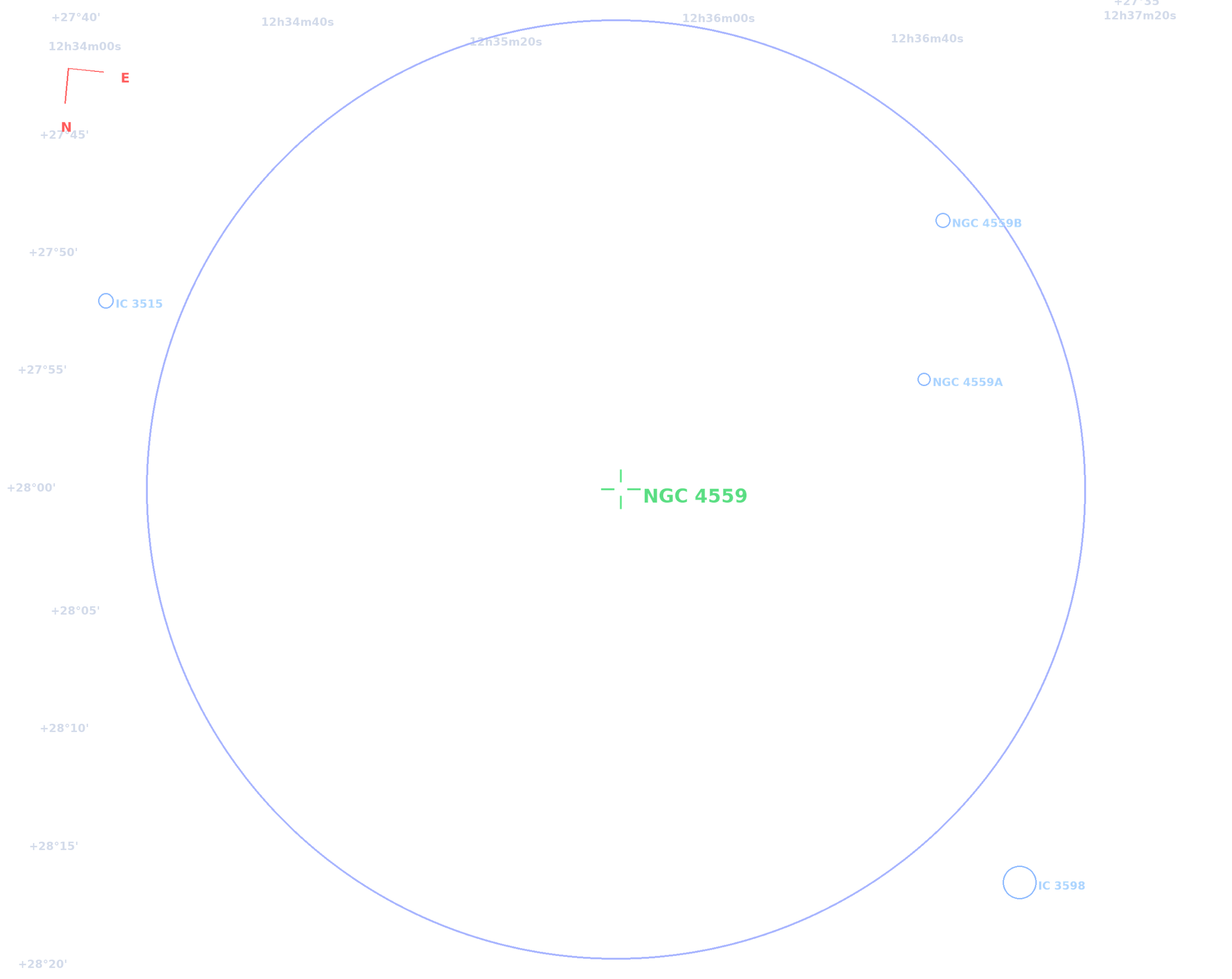 NGC 4559 - 21 Avril 2018 — repérage des objets